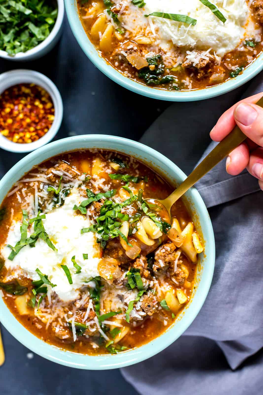 Easy Instant Pot Lasagna Soup Eating Instantly