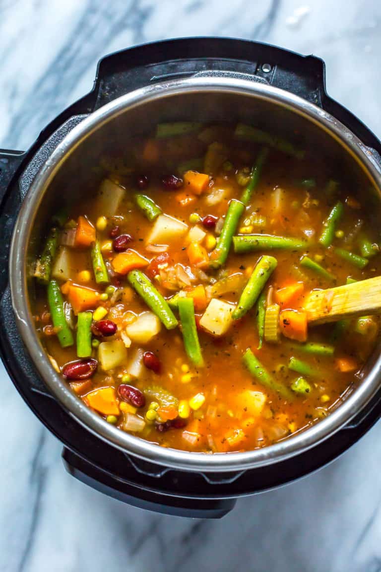 Instant Pot Vegetable Bean Soup Eating Instantly