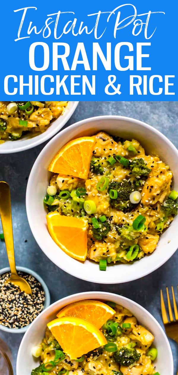 This Instant Pot Orange Chicken is a one-pot dump dinner with rice and broccoli that tastes just like the version from Panda Express.#orangechicken #instantpot