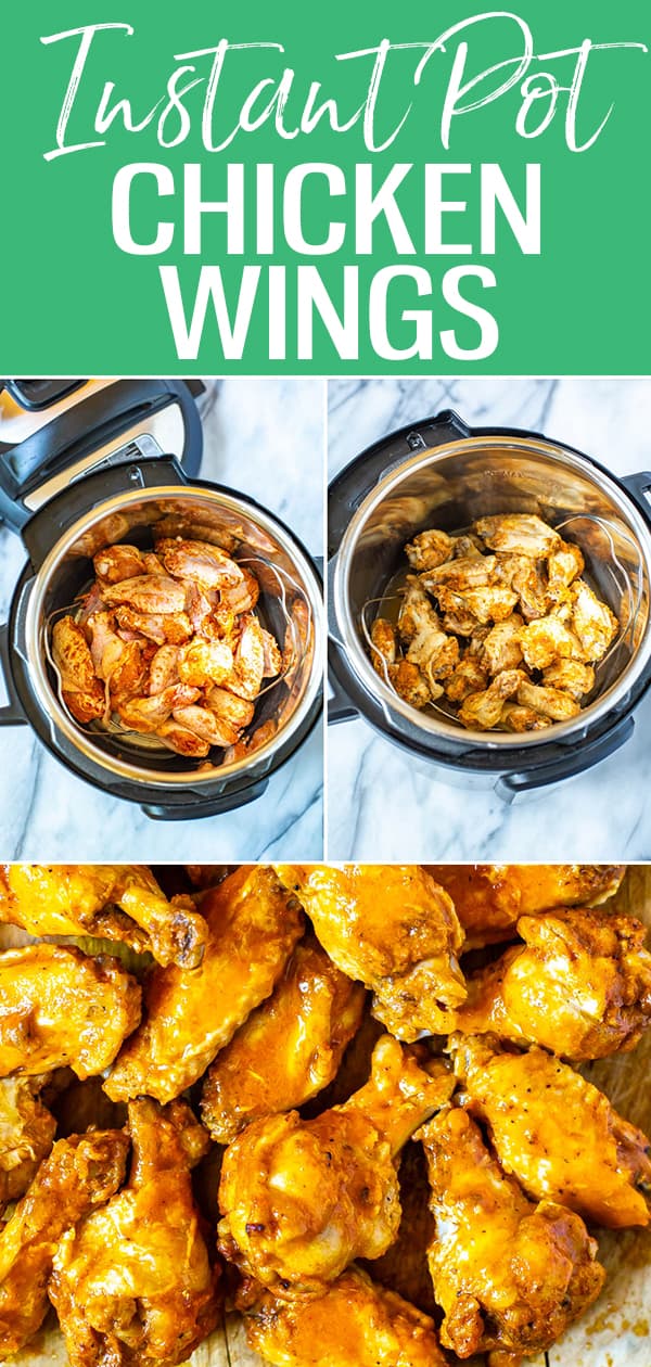 These Instant Pot Chicken Wings are the BEST out there and come together with just a 3-ingredient buffalo wing sauce. They are so easy to make and involve no deep frying either! #chickenwings #buffalowings #instantpot