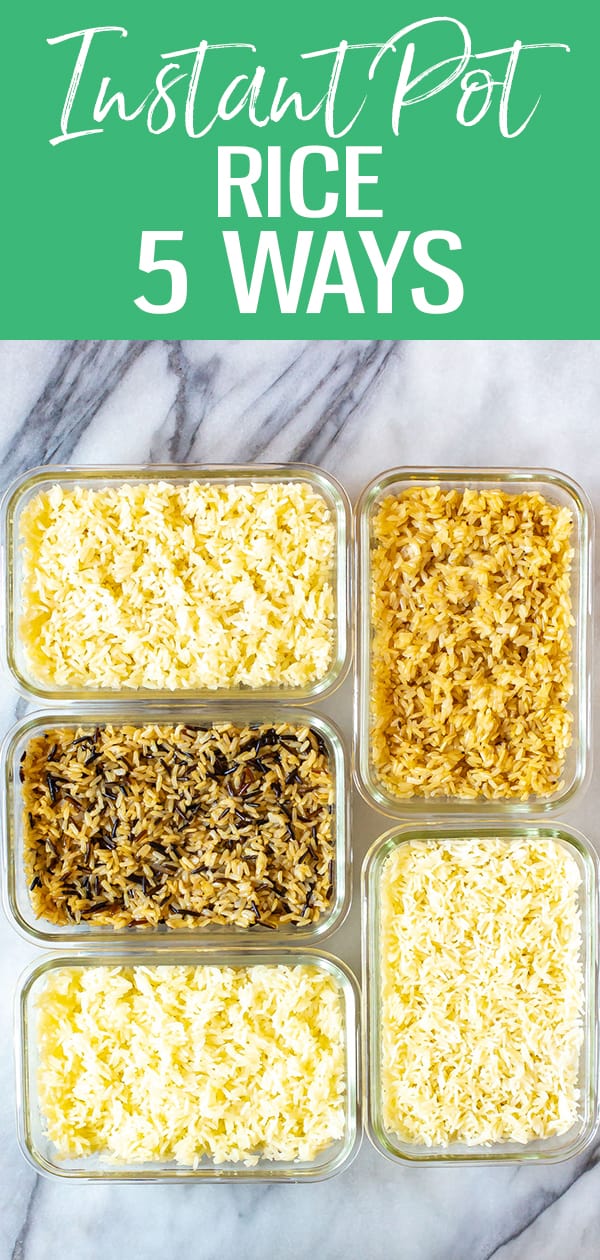 This Ultimate Instant Pot Rice Guide will show you how to make white, brown, jasmine, basmati and a wild rice blend in your pressure cooker perfectly every time! #instantpot #rice #wildrice