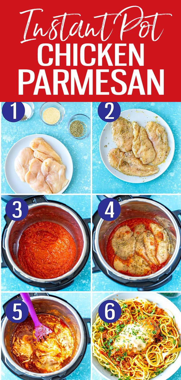 This Instant Pot Chicken Parmesan is a super easy way to make your comfort food favourite - it's ready in one pot and in less than 30 minutes too! #instantpot #chickenparmesan