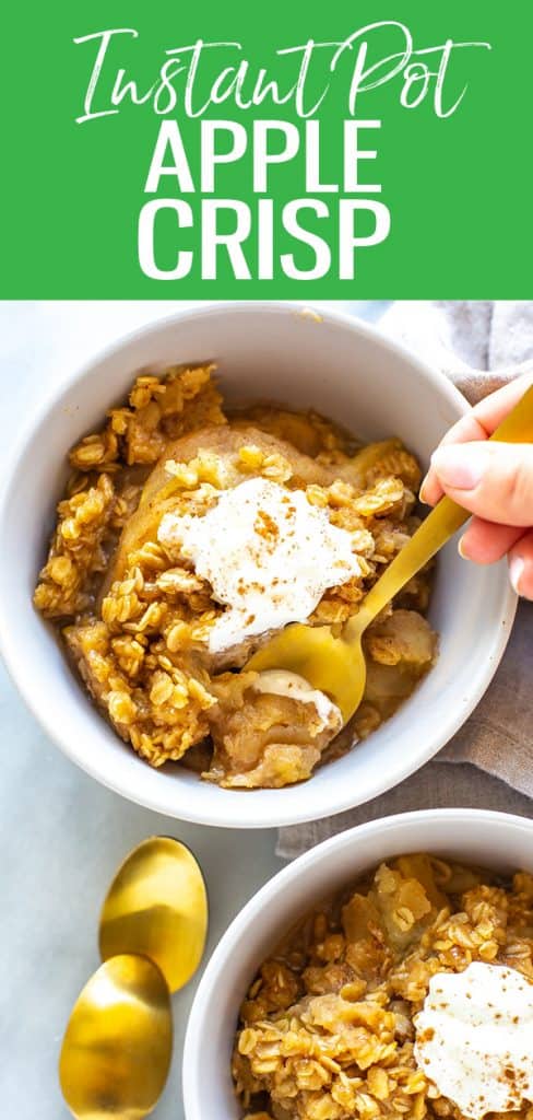 This Instant Pot Apple Crisp is a delicious, classic fall dessert made easy in your pressure cooker, and the apples are so tender! #instantpot #applecrisp
