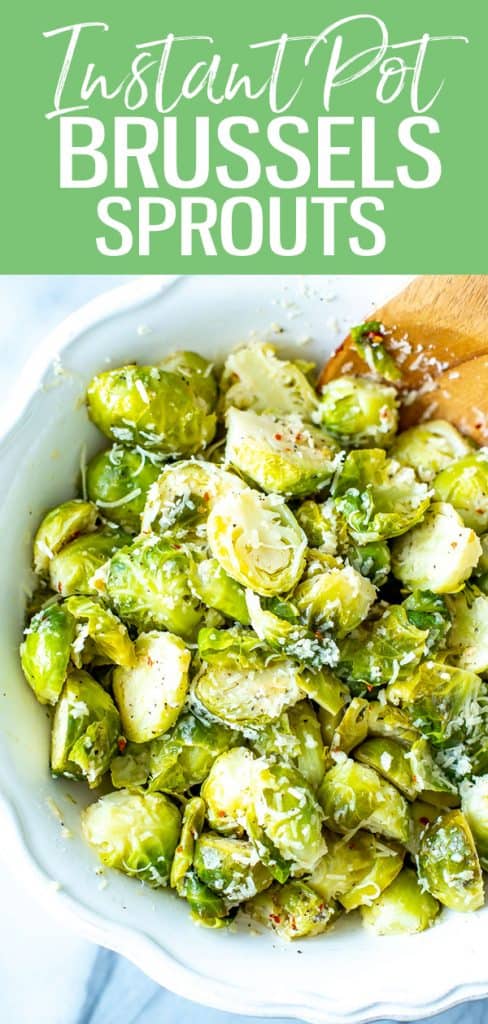 These Instant Pot Brussels Sprouts cook up in just 1 minute and are seasoned with lemon, garlic and parmesan. #instantpot #brusselssprouts
