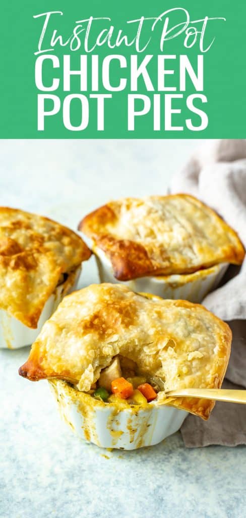 This Instant Pot Chicken Pot Pie is a faster way to make pot pie filling and is finished off in the oven with puff pastry. #instantpot #chickenpotpie