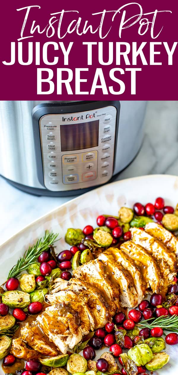 This is the JUICIEST Instant Pot Turkey Breast, and you can make gravy from the drippings right in the same pot within 30 minutes. #instantpot #turkeybreast