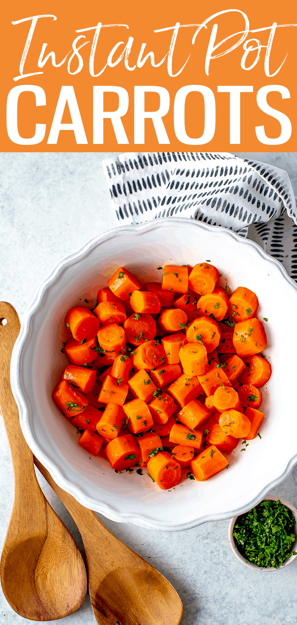 These Instant Pot Carrots are made with a super delicious, easy brown sugar and butter glaze - they're an easy side & cook in just 2 minutes! #Instantpot #carrots