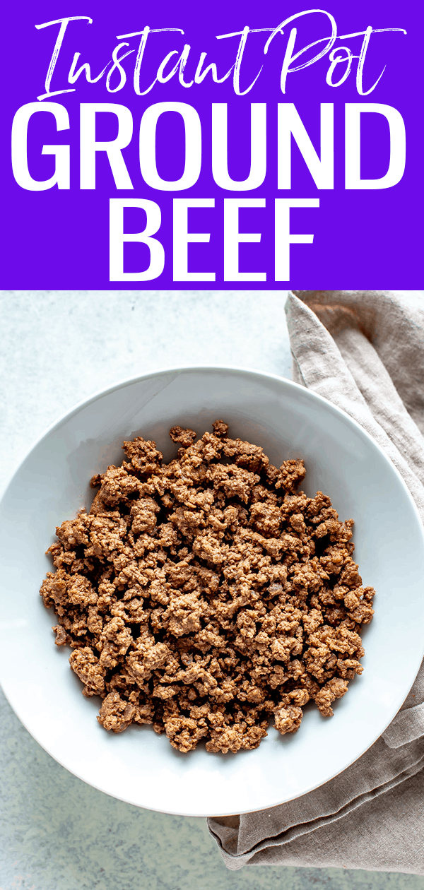 This Instant Pot Ground Beef is so easy to make - read on for ideas on how to use it, plus how to cook frozen ground beef too! #instantpot #groundbeef