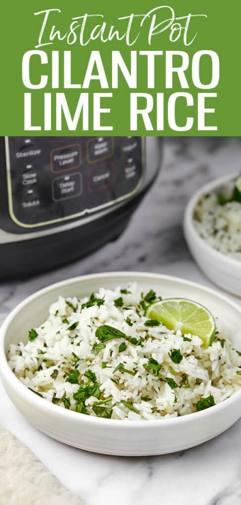 This Instant Pot Cilantro Lime Rice is better than Chipotle's! Read on for my burrito bowl recipe with chicken, beans, corn, and peppers. #instantpot #cilantrolimerice