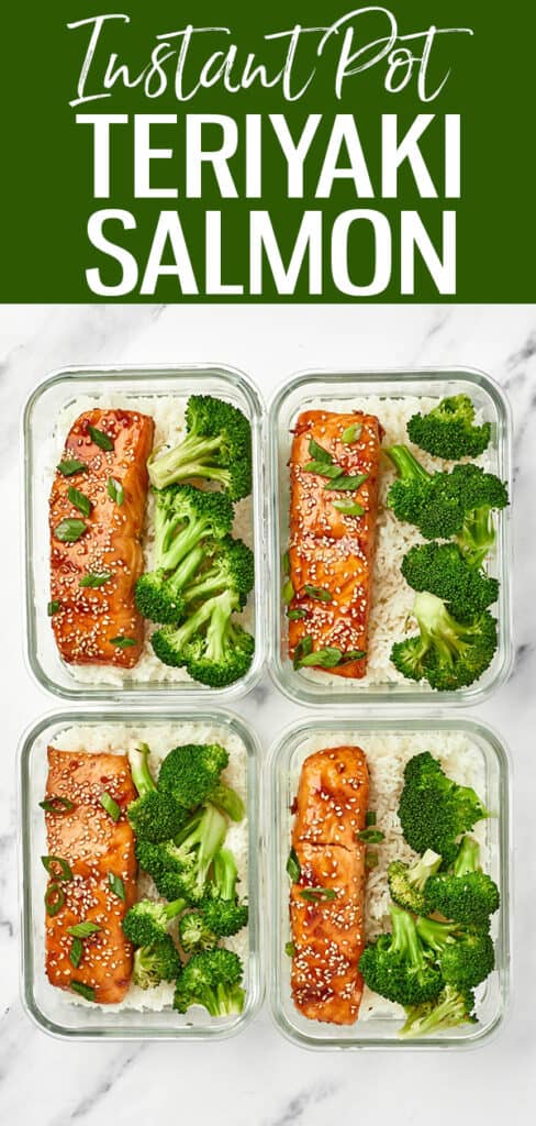 This juicy and moist Instant Pot Teriyaki Salmon takes just 25 minutes to make! It's delicious with a side of rice and steamed broccoli. #instantpot #teriyakisalmon