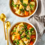 Two bowls of Instant Pot chicken stew.