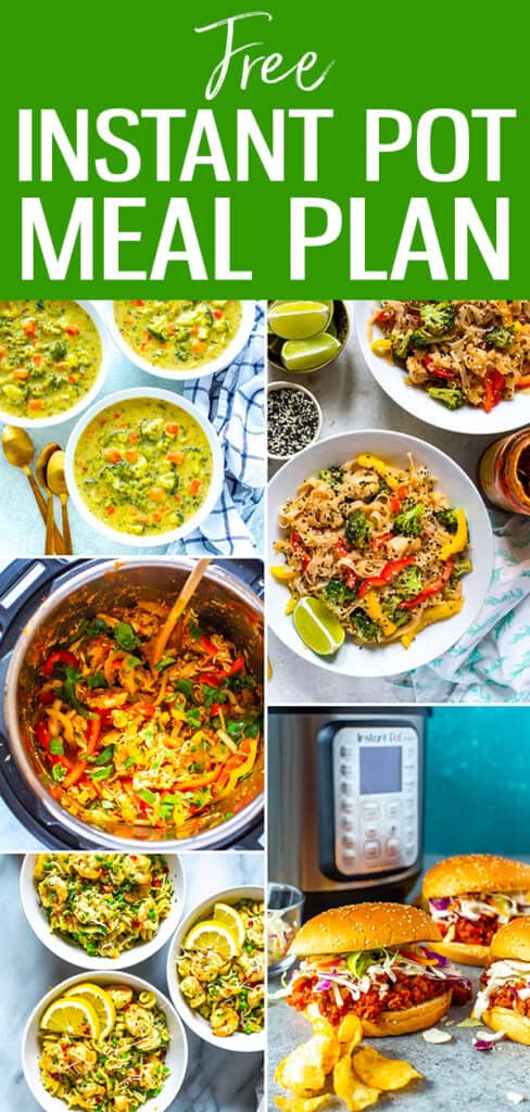 Feeling overwhelmed at dinnertime? Try this free Instant Pot Meal Prep Plan designed to make weeknight cooking quick and easy. #instantpot #mealplan