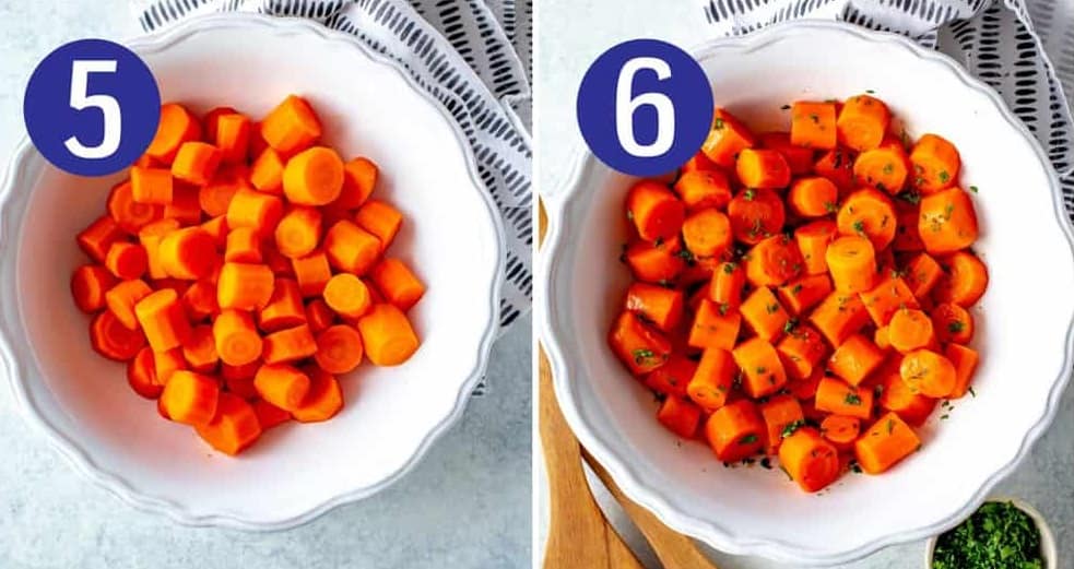 Steps 5 and 6 for making Instant Pot carrots